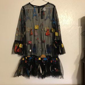 GRACIA Sheer Top, Black Tulle material, XL in size, never worn.  Ooh, la la!